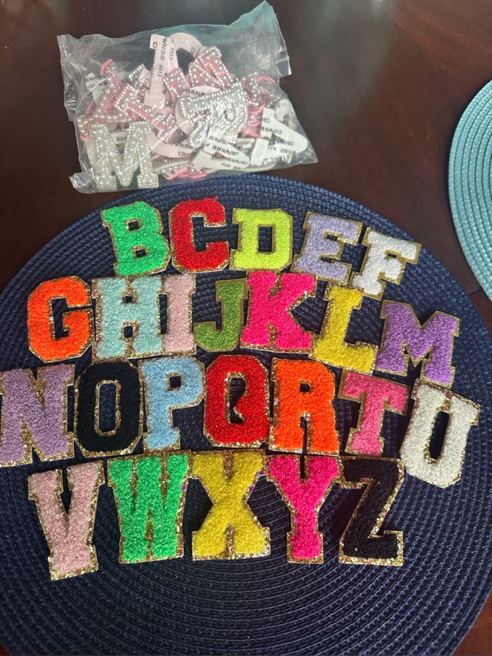 Stick on chenille letters